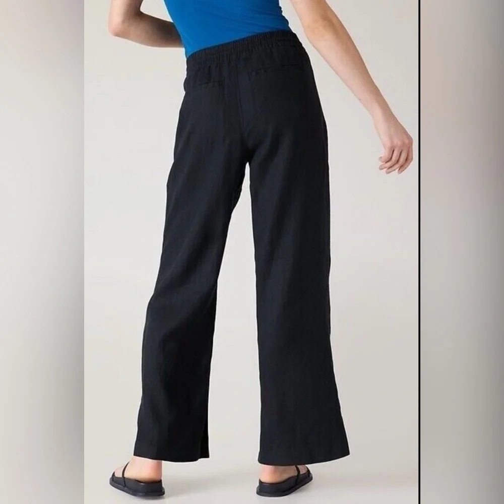 Athleta Cabo Linen Wide Leg Pants Women's Classic Black Wide-Leg Pants - Picture 5 of 6